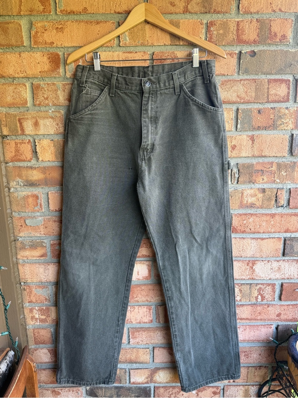 Vintage Dickies Carpenter Work Utility Straight Leg Pants Denim in Washed Black